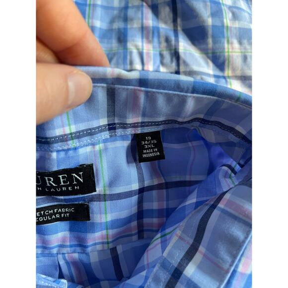 Lauren Ralph Lauren Men's 3XL 34/35 Button Down Shirt Blue - Picture 5 of 6